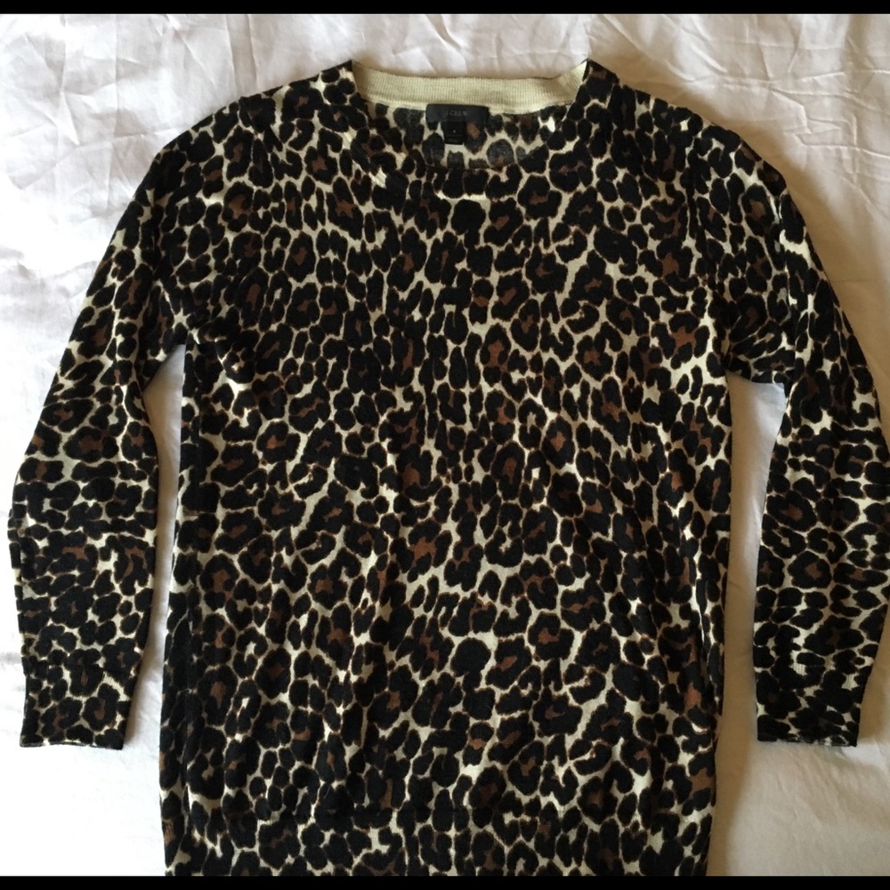 J Crew Tippi Leopard merino wool sweater, sz Small